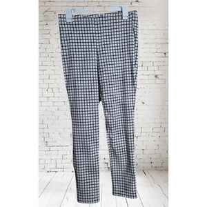 Adrianna Papell Straight Leg Pull On Pants Black & White Windowpane Size 6